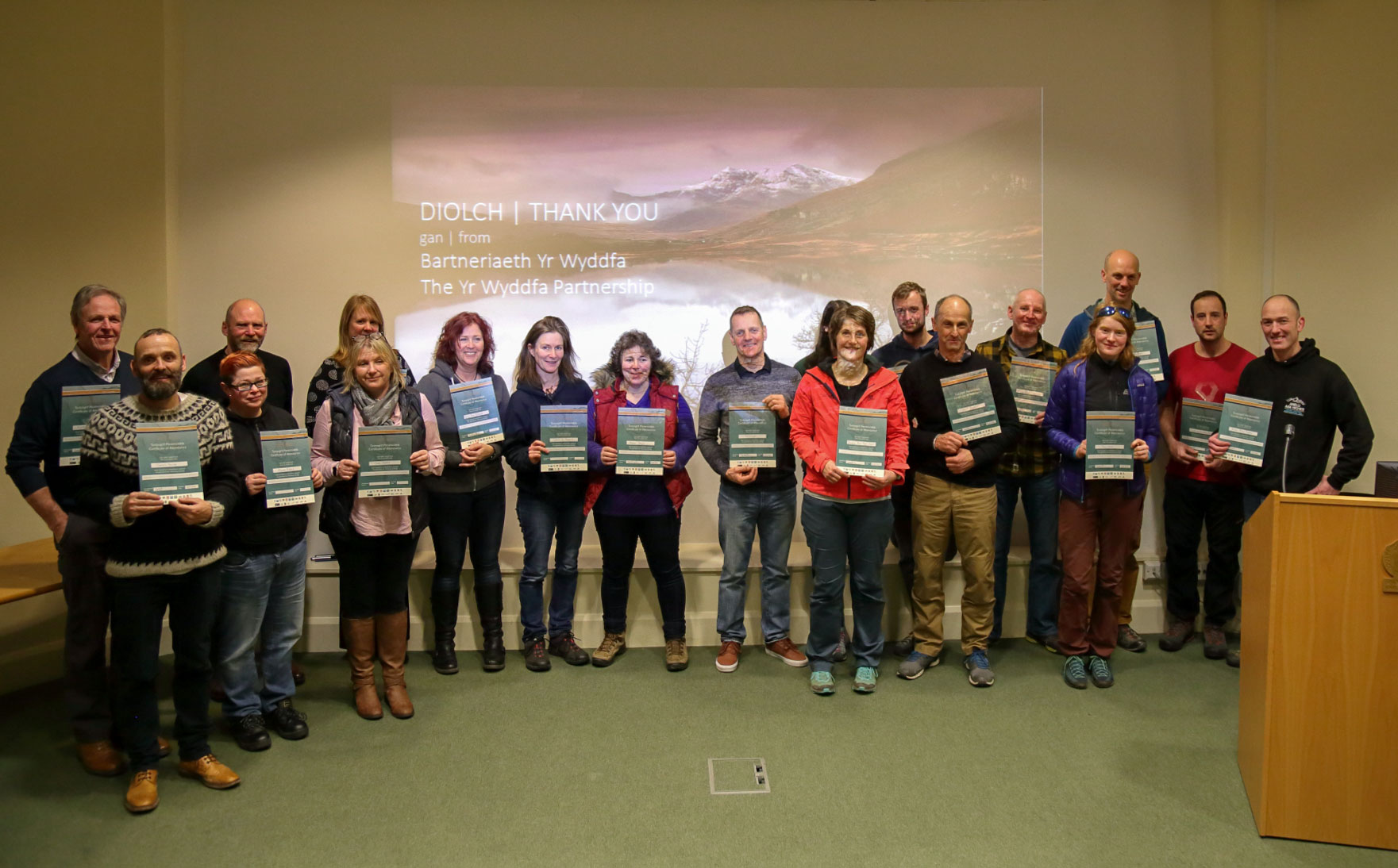 Snowdonia Ambassadors with certificates