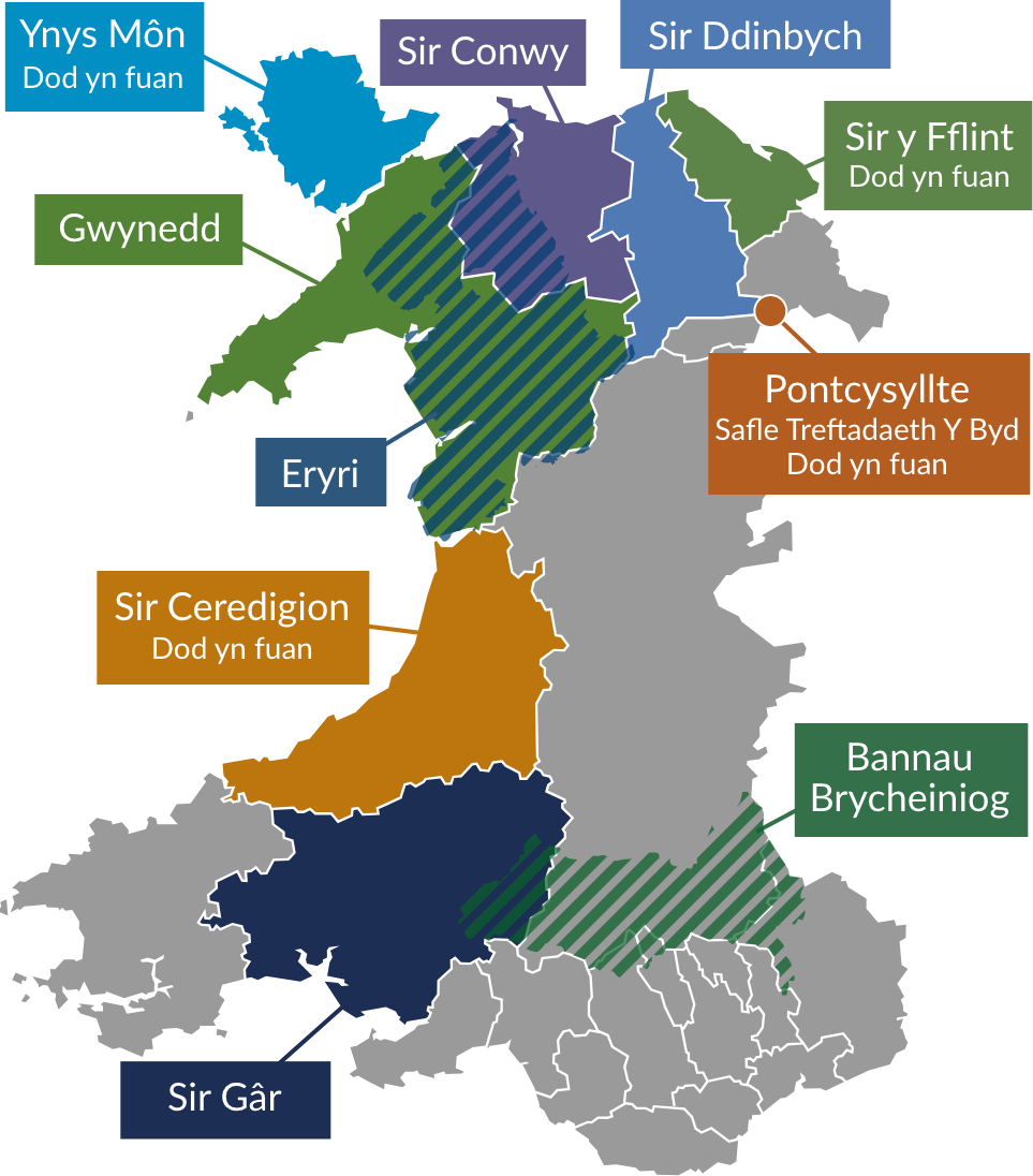 Map cwrs Llysgennad Cymru